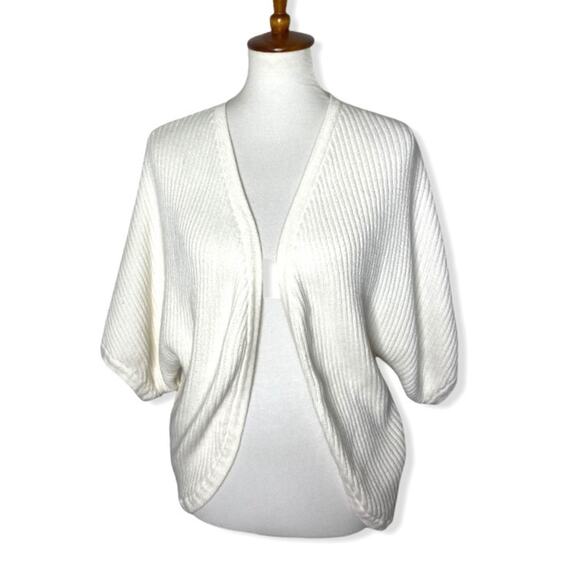 Garnet Hill Cream Ribbed Open Cardigan Size 6 - Picture 1 of 6
